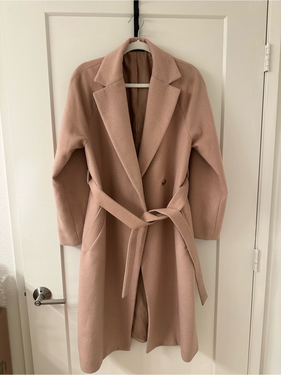 Jackets & Blazers - Uniqlo Women's Blush Pink Wrap Wool-Blend Coat